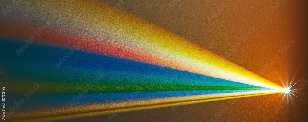 Poster bright light beam creating colorful spectrum on brown background
