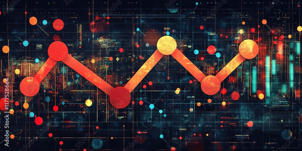 Poster trends in data visualization showcasing fluctuating analytics across a digital landscape