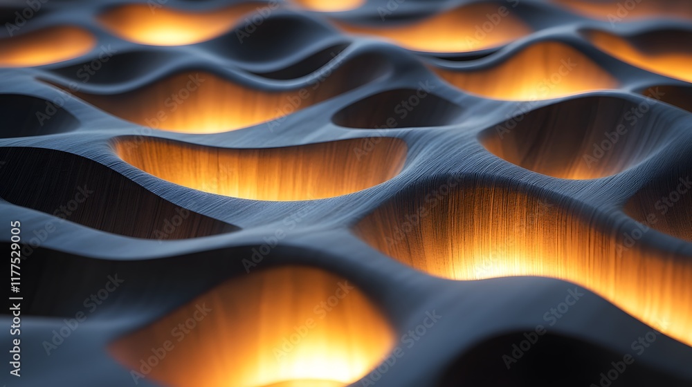 Poster illuminated wave patterns artistic display digital art modern environment abstract viewpoint concept