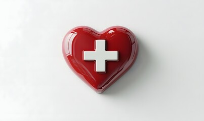 Red heart with white cross symbol. (1)