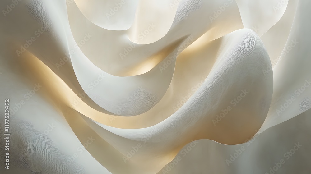 Poster flowing abstract forms studio digital art minimalist close-up fluidity and light play