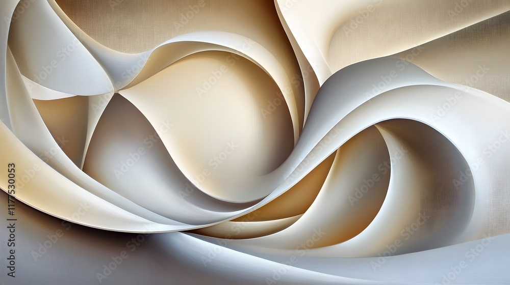Poster flowing abstract design digital art curved shapes minimalist environment close-up perspective visual