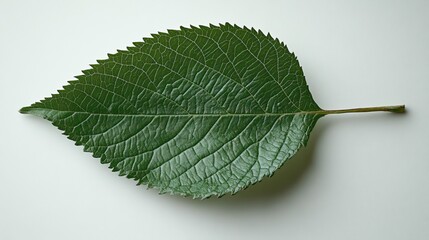 Fototapeta premium Single dark green leaf isolated on white background