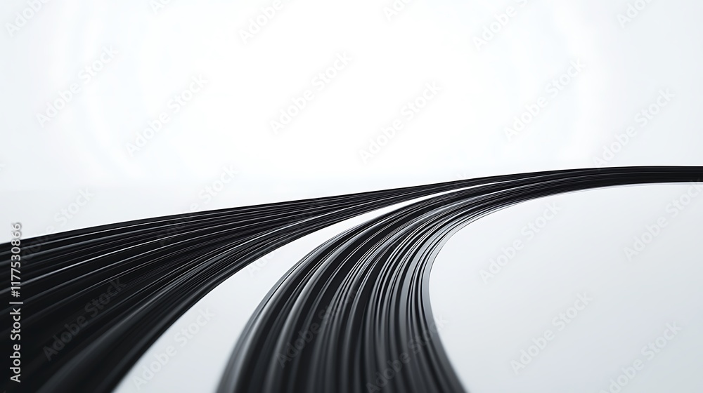 Poster abstract black curved lines on a white background.