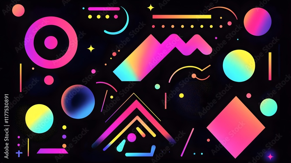 Poster colorful abstract shapes creating dynamic visual art digital artwork vivid background modern design 