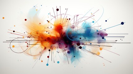 Abstract Colorful Explosion: A vibrant digital artwork showcasing an explosion of color and energy, with dynamic lines and watercolor effects creating a sense of movement and dynamism.