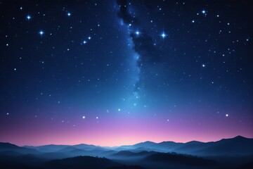 Fototapeta premium starry night sky with a mountain range and a bright star filled sky