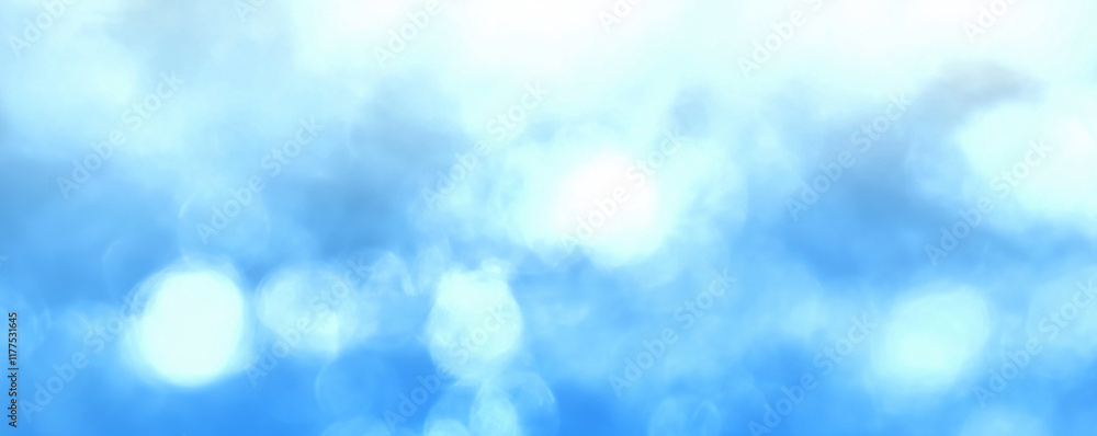Poster abstract blurred bright blue background creating magical bokeh effect