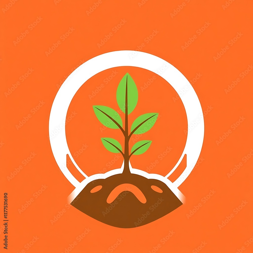 Poster seedling growth icon: a simple yet powerful symbol of growth and development, featuring a green seed
