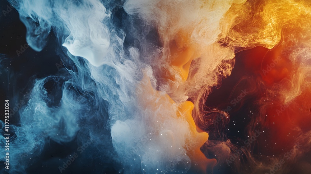 Poster dynamic colorful smoke patterns abstract background visual art creative studio close-up artistic exp