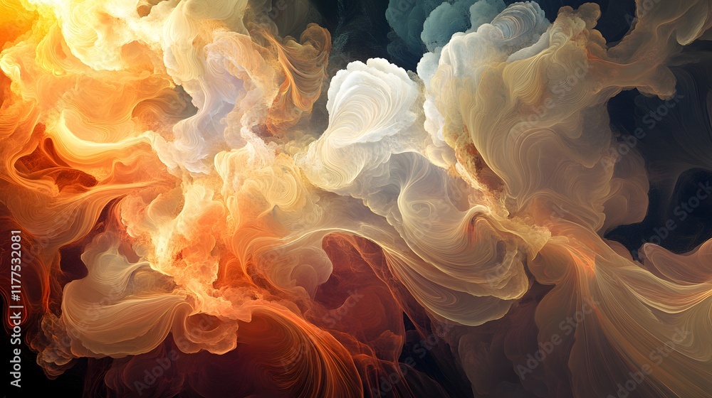 Poster dynamic colorful swirls in abstract art digital environment fluid design vivid composition creative 