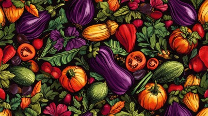 Seamless pattern of vegetables