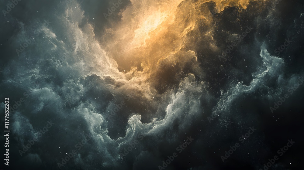 Poster dynamic cosmic clouds outer space abstract image celestial environment aerial view atmospheric conce