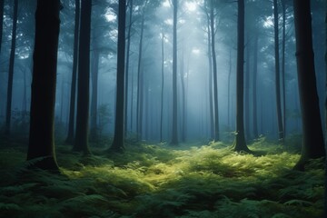 Obraz premium there is a forest with a lot of trees and ferns