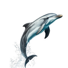 a dolphin leaps gracefully above the water's surface. showcasing its sleek body and playful nature. surrounded by splashes of water  essence of marine life and the beauty of aquatic creatures. evoking