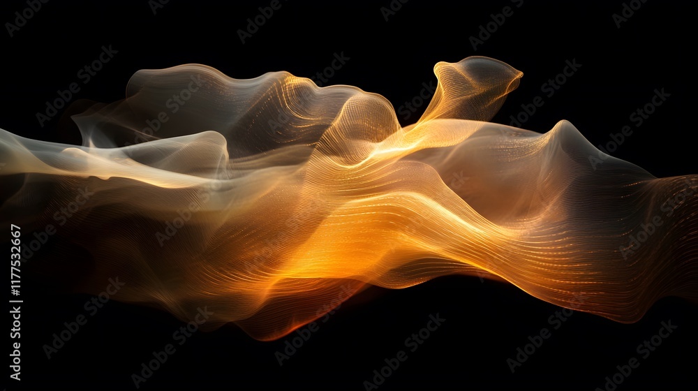 Poster dynamic abstract waves of light digital space visual art dark environment aesthetic viewpoint flow a