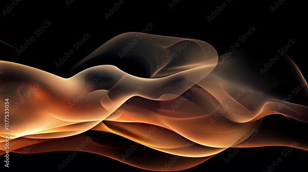 Poster dynamic flowing smoke patterns abstract art digital creation dark background artistic concept