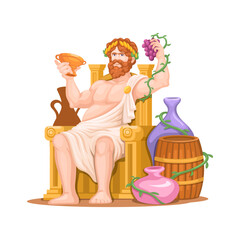 Dionysus Greek God Cartoon Character Illustration Vector