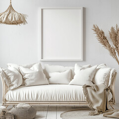 Mock up poster frame in modern interior background