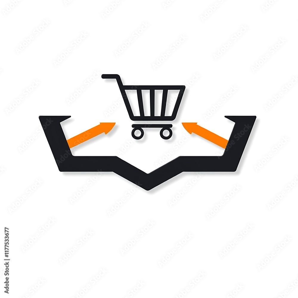 Poster shopping cart icon with arrows: a simple yet powerful icon design depicting a shopping cart position