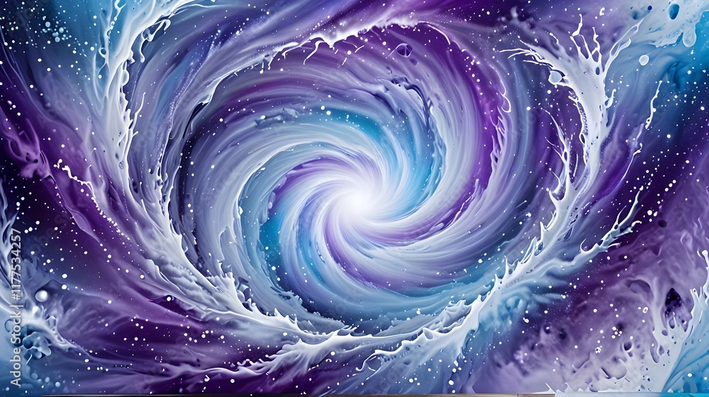 Poster abstract background gradient color purple ice blue spiral and splash like stars in galaxy. abstract 