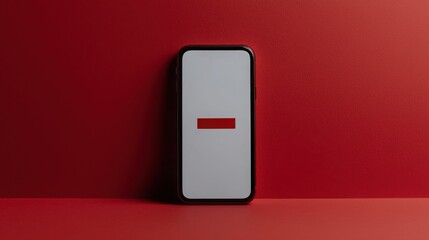 Phone security blocks spam calls. Mobile phone with a minimalistic design on a red background.