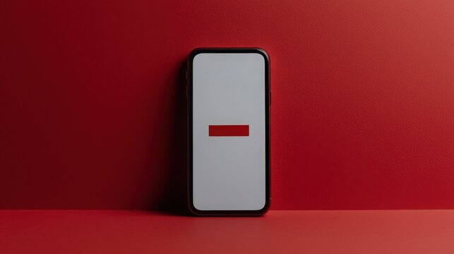 Phone security blocks spam calls. Mobile phone with a minimalistic design on a red background.