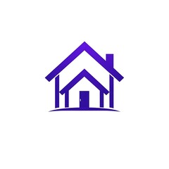 Obraz premium Purple Abstract Home Logo: A minimalist and modern home logo design featuring a purple abstract house with a chimney and door, symbolizing shelter, security, and family. Perfect for real estate.