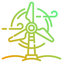 Wind turbine. This is a vector single icon with a dashed line gradient style. It is suitable for any purpose, such as website design, mobile app design, logo design, etc.
