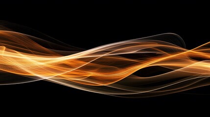 Naklejka premium Dynamic flow of golden waves abstract art digital dark background close-up visual conceptualization