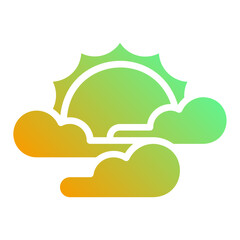 Cloud and Sun. This is a vector single icon with a solid gradient style. It is suitable for any purpose, such as website design, mobile app design, logo design, etc.