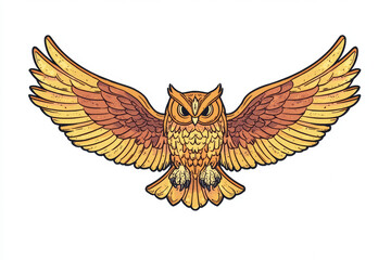 Obraz premium vibrant hand drawn illustration of owl with outstretched wings