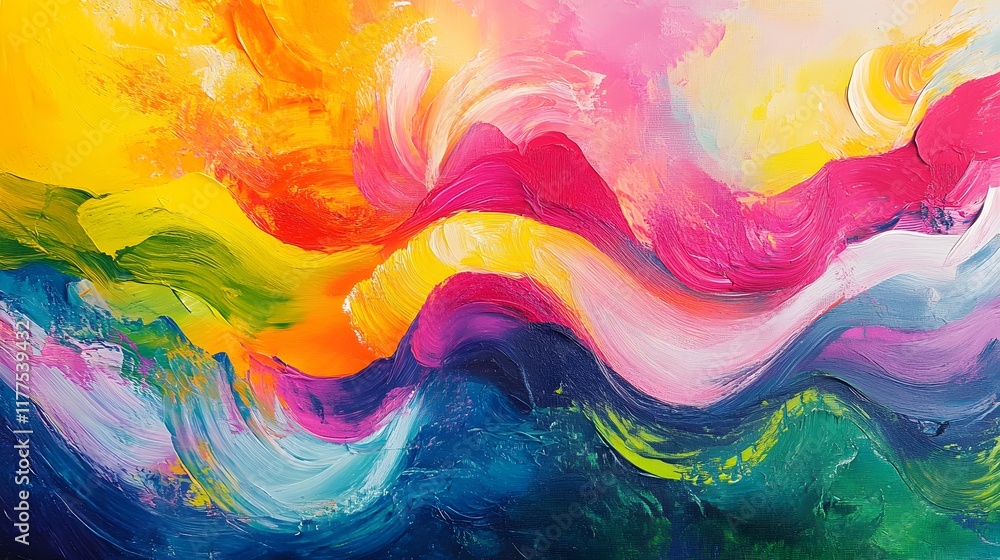 Poster vibrant abstract art creation studio painting colorful environment close-up view artistic expression