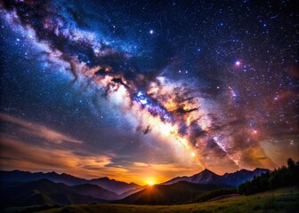 Obraz premium Majestic Milky Way Galaxy: Starry Night Sky and Cosmic Universe Background
