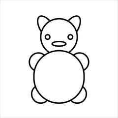 PrinTeddy bear plush toy line art vector icon for apps and websites,with white backgroundt