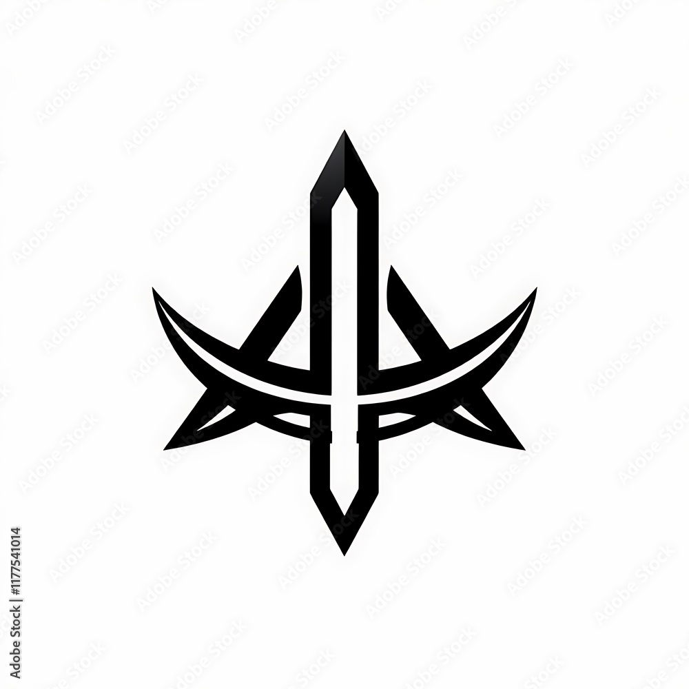 Poster abstract monogram logo: a bold, black and white illustration of a stylized monogram, featuring inter