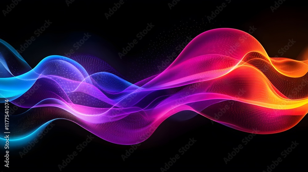 Poster dynamic color waves abstract art digital media vibrant environment artistic viewpoint visual concept