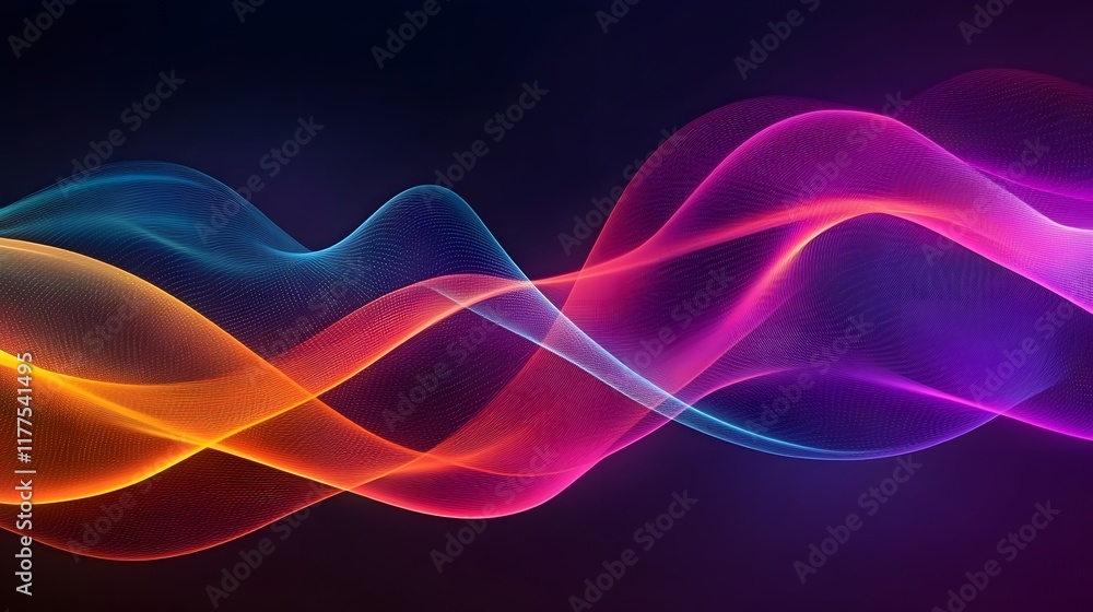 Aufkleber dynamic color waves visualizing sound energy abstract digital art dark background creative design co