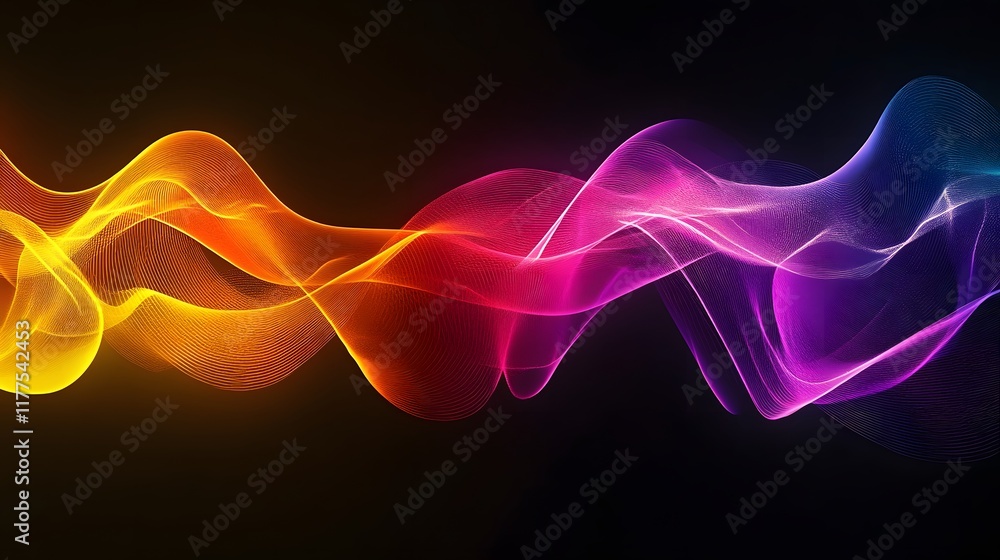 Poster dynamic color waves display digital art abstract background vibrant environment close-up view visual