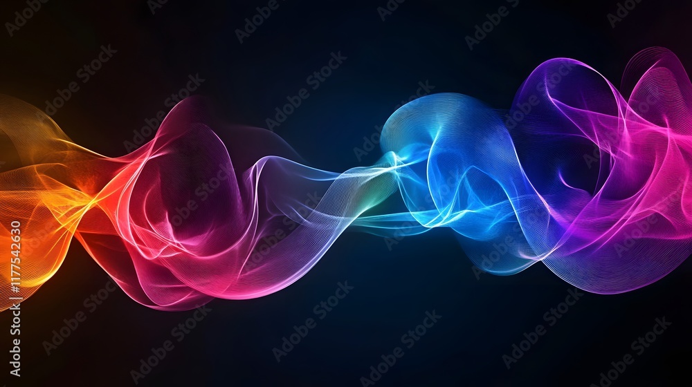 Poster dynamic colorful wave patterns abstract background digital art vibrant environment close-up view vis
