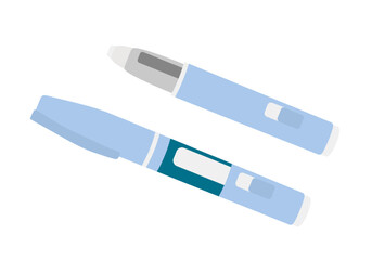Injection applicator for blood sugar control and weight loss and appetite reduction. Vector illustration in flat style