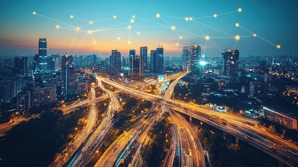 Fototapeta premium Exploring the impact of urban connectivity on city life and technology growth