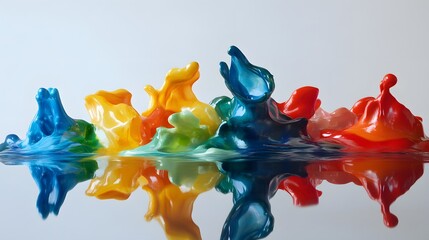 Colorful liquid splashes create stunning visuals in artistic photography indoor studio abstract art bright environment