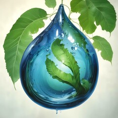 Illustration of water drop with eco friendly theme.