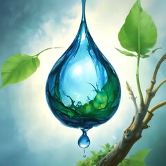 Illustration of water drop with eco friendly theme.