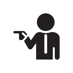 Black pointing person icon vector for creative projects
