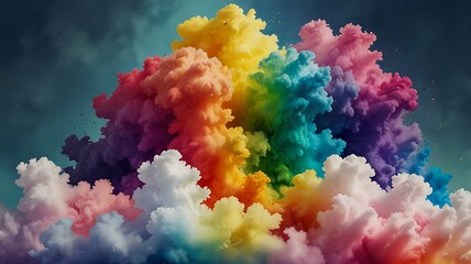 Obraz premium A vibrant greeting card featuring a rainbow of watercolor splashes and cute hand-drawn doodles