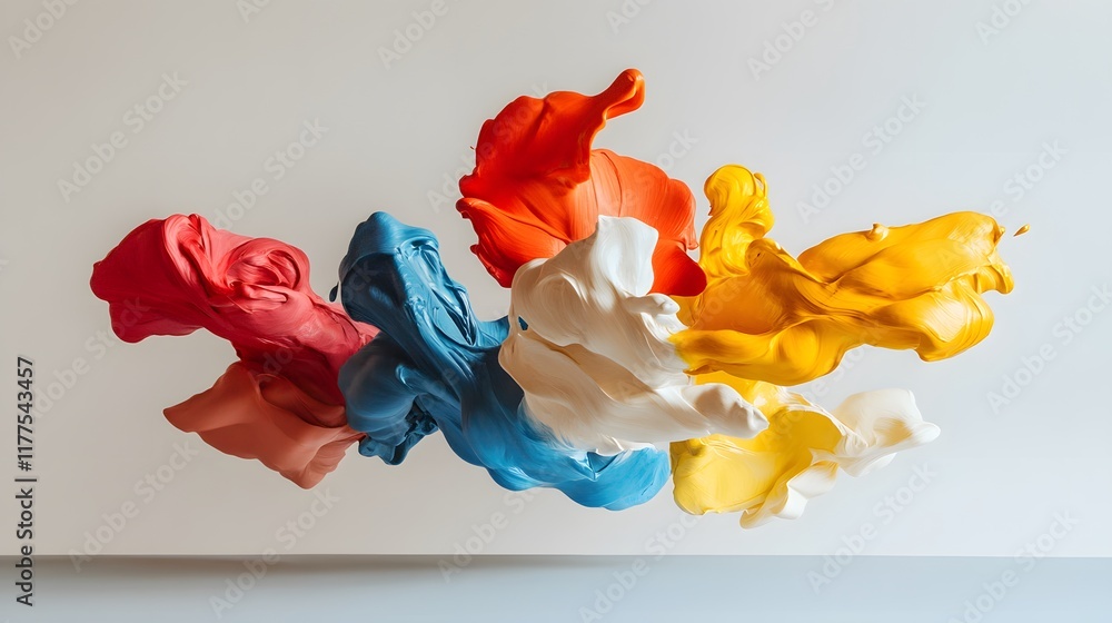 Aufkleber dynamic color splash art in studio abstract painting creative environment aerial view visual concept