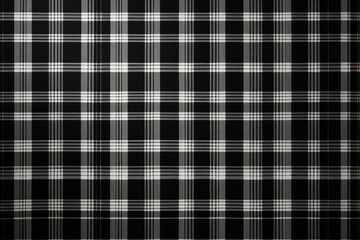a black and white plaid fabric with a small white stripe