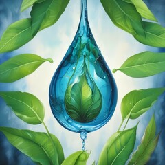 Illustration of water drop with eco friendly theme.
